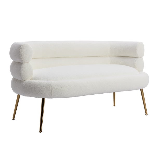 Modern Fabric Accent Chair ， Leisure Sofa with Tufted Back and Golde Metal Legs