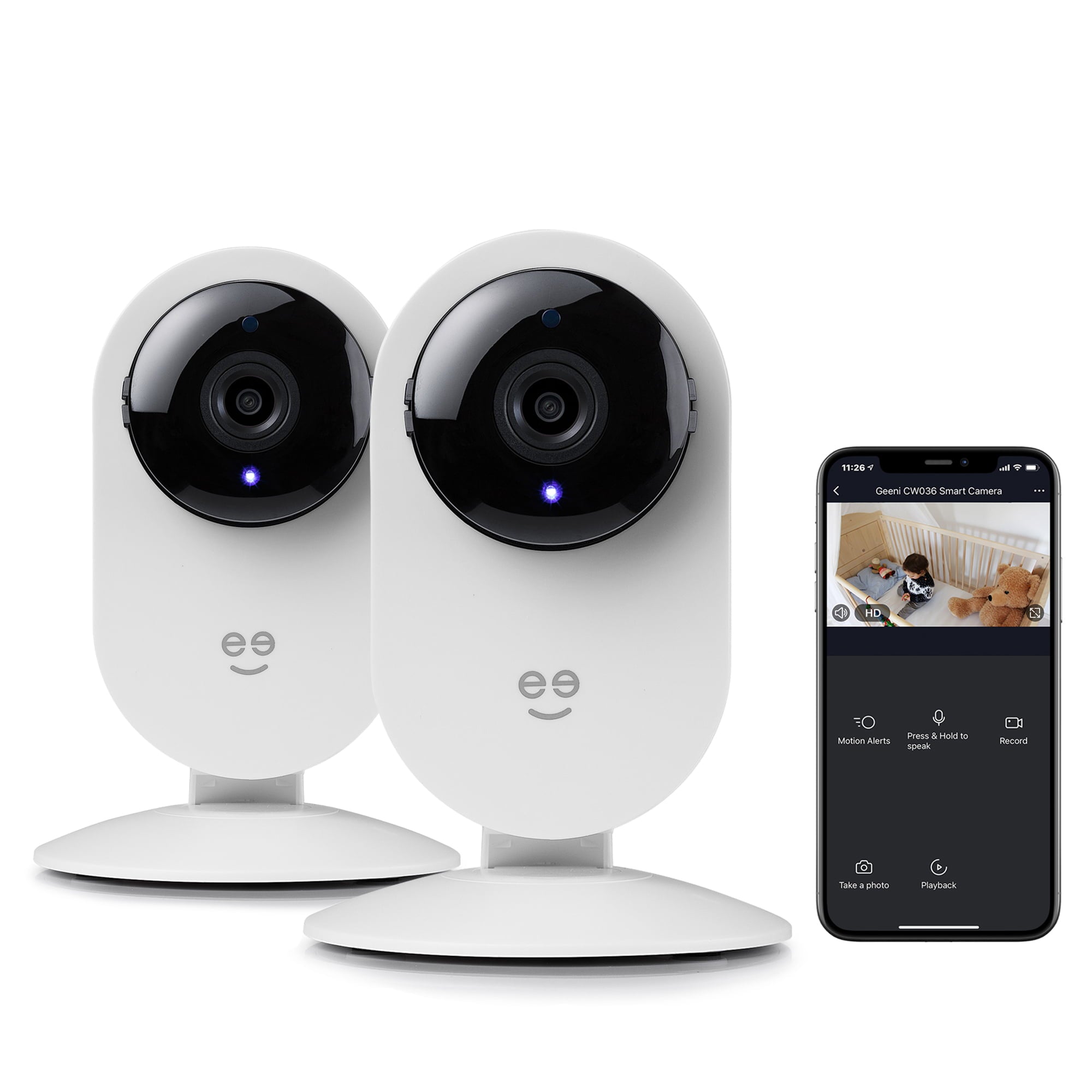 Geeni Glimpse 1080p HD Smart Camera - Indoor Home Security Camera - No Hub Required - Motion Detection Camera - Smart Camera Compatible with Alexa and Google Home， Requires 2.4 GHz Wi-Fi， 2