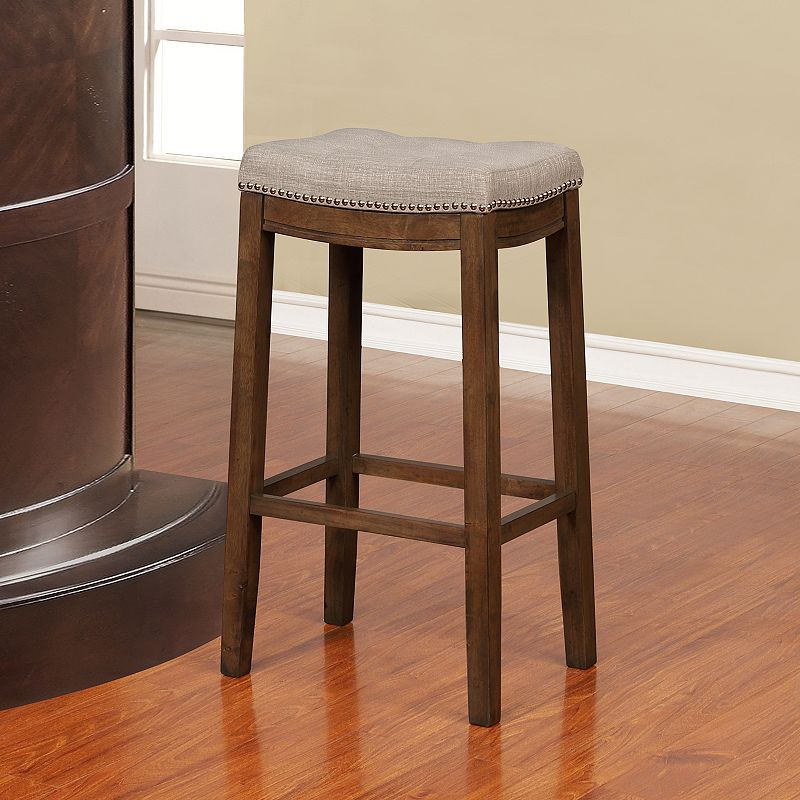 Linon Claridge Rustic Backless Bar Stool