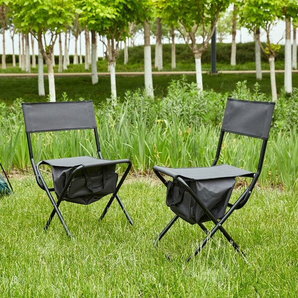 2piece Folding Outdoor Chair with Storage Bag，Portable Chair for indoor，Outdoor Camping，Picnics and Fishing，Grey