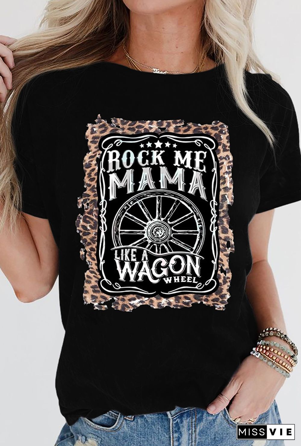 Rock Me MaMa Printed Tees for Women Wholesale Short Sleeve T shirts Top