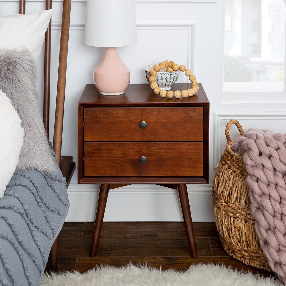 Middlebrook Mid century Modern Solid Wood 2 drawer Nightstand