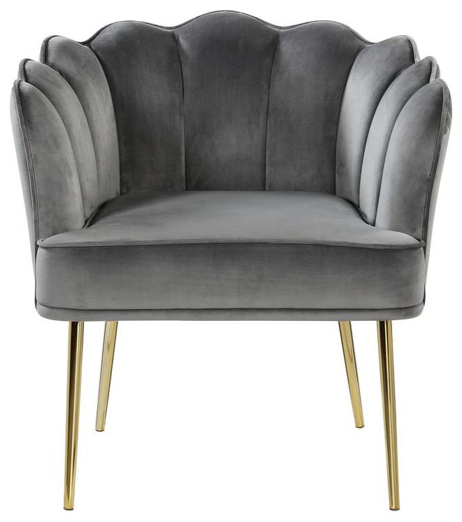 Jackie Gray Velvet Accent Chair With Gold Legs   Midcentury   Armchairs And Accent Chairs   by Homesquare  Houzz