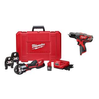 MW M12 12-Volt Lithium-Ion Force Logic Cordless Press Tool Kit with 38 in. M12 Drill Driver (2-Tool) 2473-22-2407-20