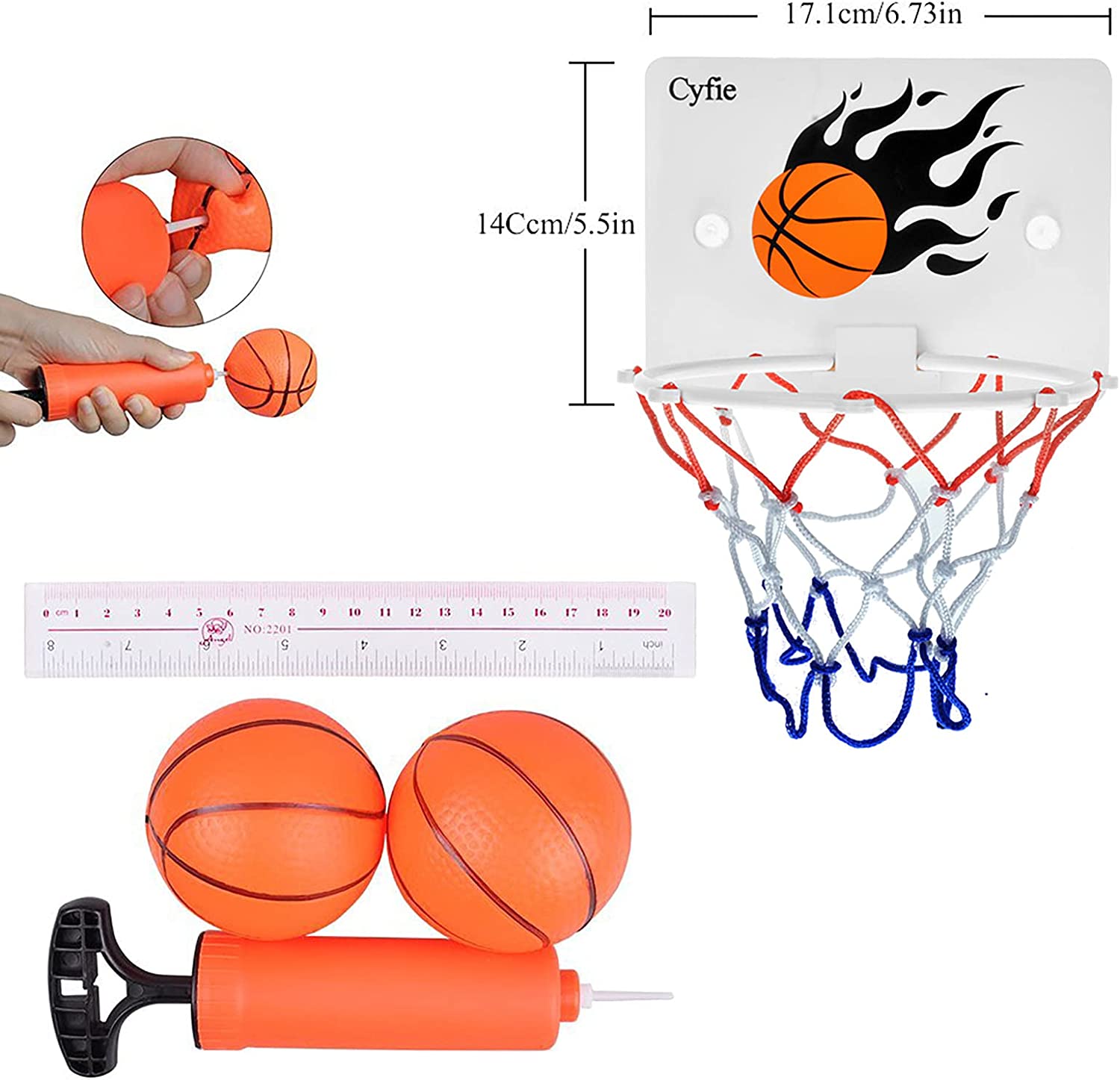 Cyfie Mini Basketball Hoop for Toddlers 1-3， Babys Bathtub Bath Toys for Bathroom Bedroom， Mini Suction Cup Basketball Hoop with 2 Balls for Kids Boys Games