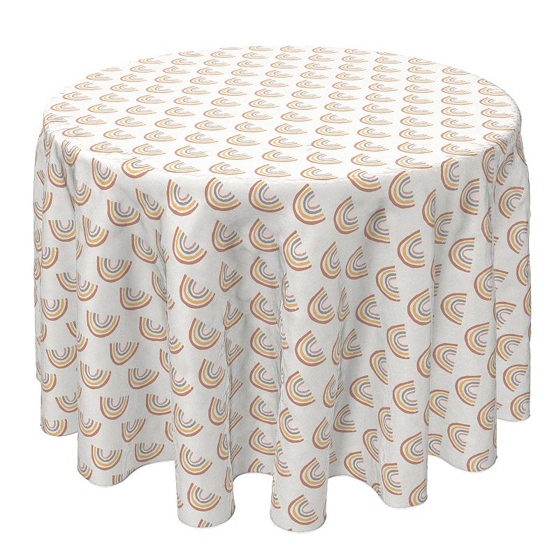 Round Tablecloth， 100% Cotton， 60 Round， Neutral Rainbows