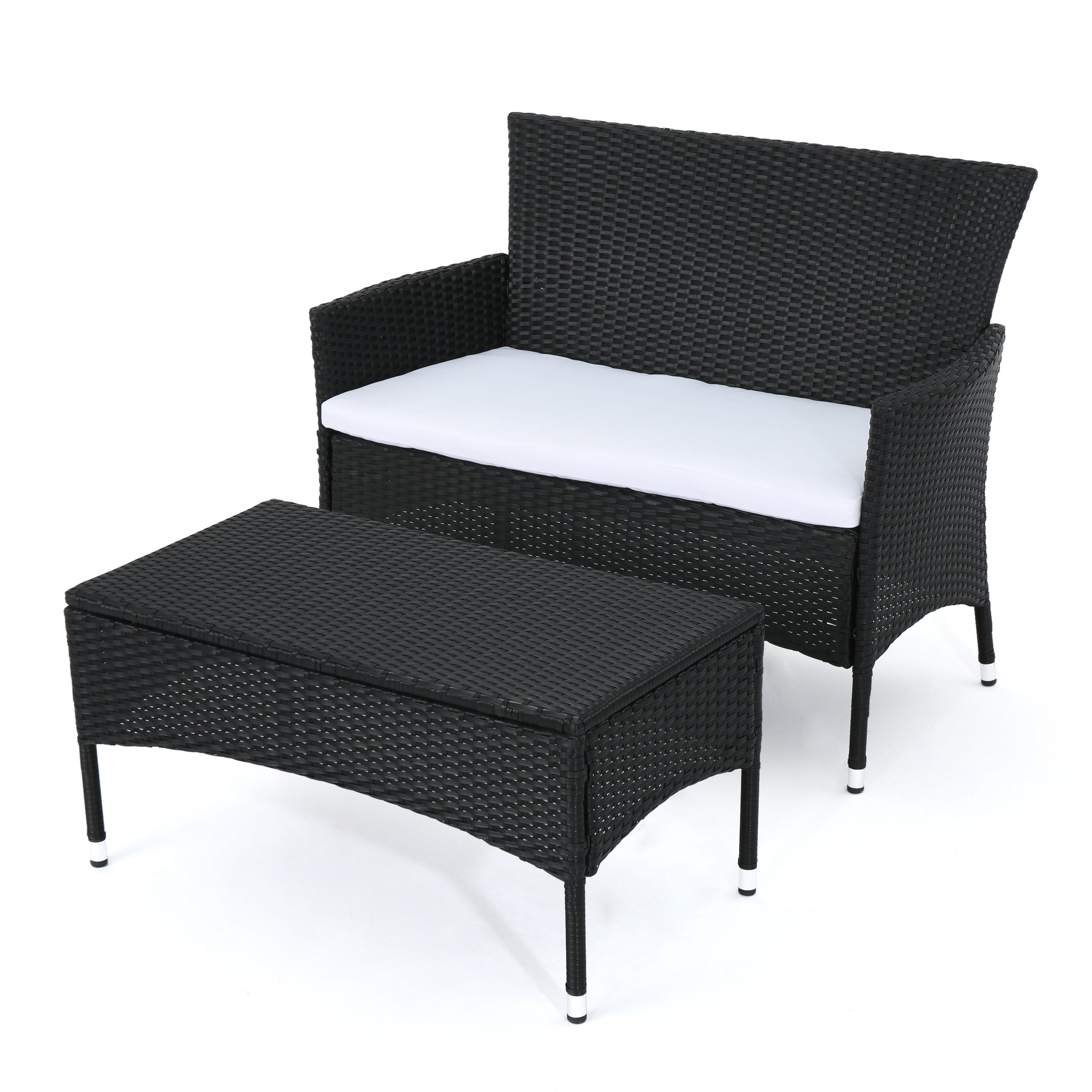 Montague Outdoor Wicker Loveseat and Coffee Table Set