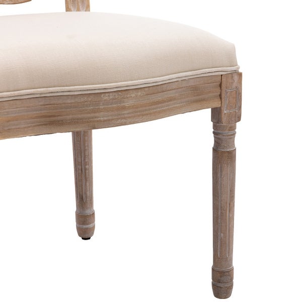 Upholstered Fabrice French Dining Chair with rubber legs