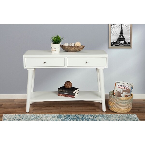 Alpine Furniture Flynn Mid Century Modern Console Table with 2 Drawers