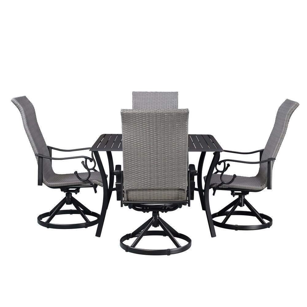 Westin Aluminum   Wicker Swivel Rocking 5pc Dining Set