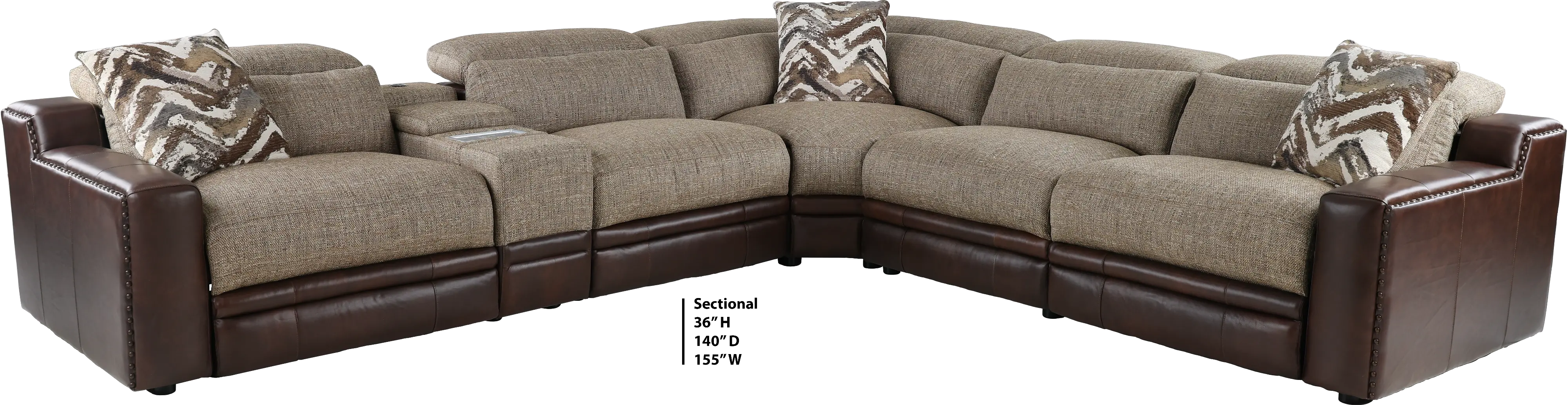 Two Tone Brown 6 Piece Power Reclining Sectional