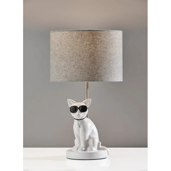 Adesso White Sunny Cat Table Lamp