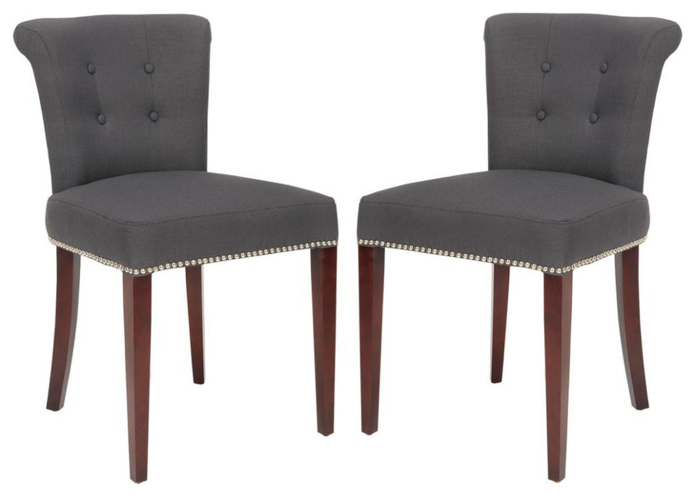 Arion 21  x27 x27H Linen Ring Chair   Nickel Nail Heads (Set Of 2)   Transitional   Dining Chairs   by BisonOffice  Houzz