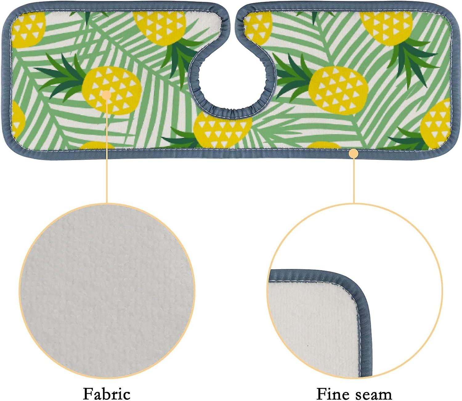 Faucet Absorbent Mat 3 Pcs Pineapples Leaves Kitchen Faucet Splash Catcher Washable Counter Drying Pads Behind Faucet For Kitchen Bathroom