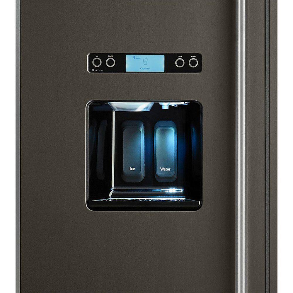 KitchenAid 29.5 cu. ft. Built-In Side by Side Refrigerator in PrintShield Black Stainless KBSD608EBS