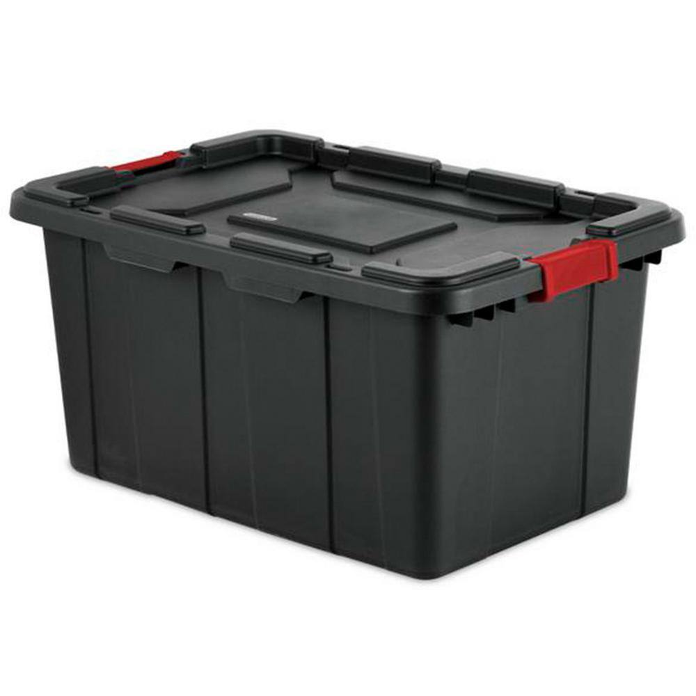 Sterilite 15-Gal. Durable Rugged Industrial Tote with Latches in Black (12-Pack) 12 x 14649006