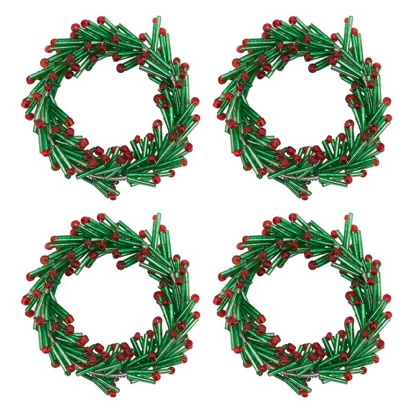 Beaded Napkin Rings With Wreath Design (Set of 4)