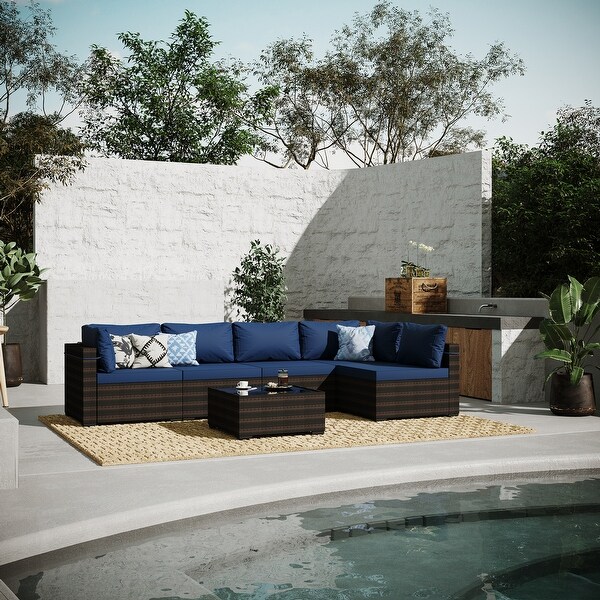 UPHA 5Person Outdoor Furniture Set Patio Wicker Conversation Set