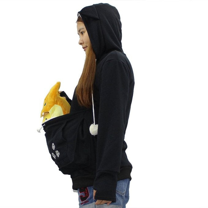 Cat Dog Pet Pocket Women Men Unisex Kangaroo Coat Hoodies Jumper Sweatshirt