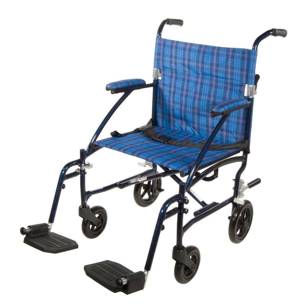 Drive Medical Fly Lite Ultra Lightweight Transport Wheelchair in Blue dfl19-bl