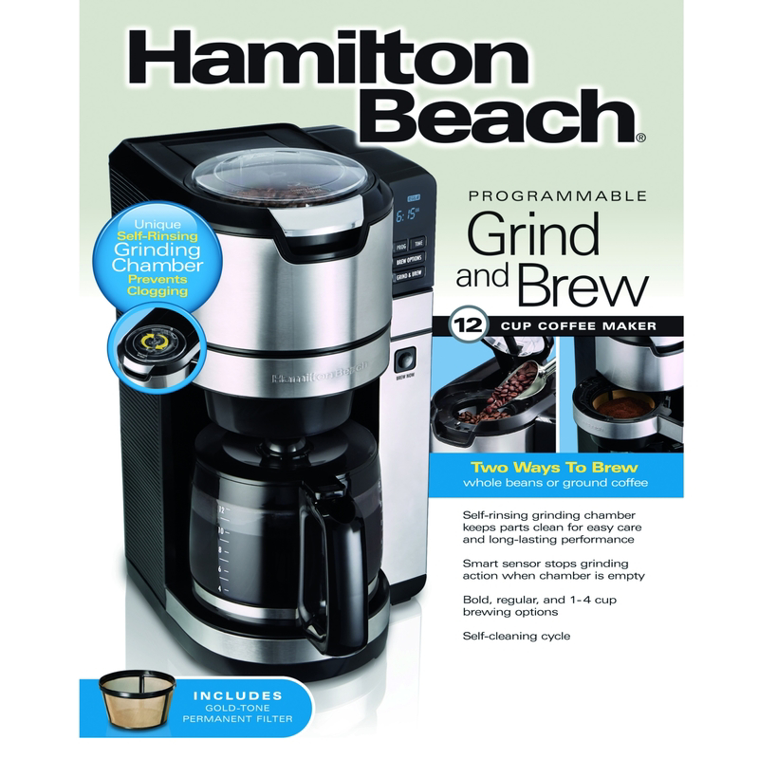 Hamilton Beach 12 cups Black/Silver Grind and Brew Coffee Maker