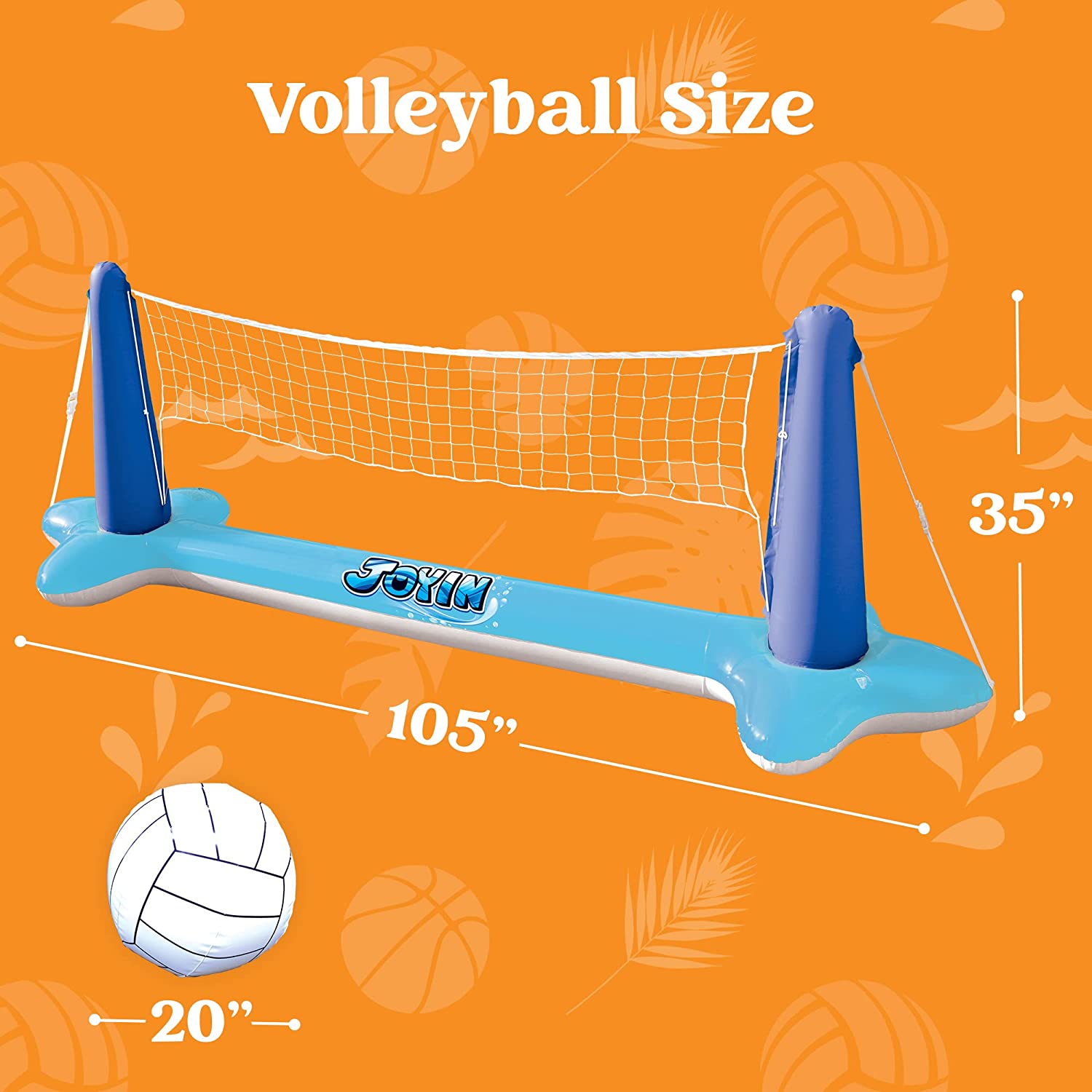 Clearance - Inflatable Volleyball Net & Basketball Hoops Pool Float Set, Blue