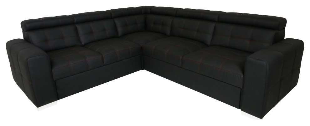 Cyrus 1 Sectional Sleeper Sofa   Black  Right Corner   Contemporary   Sleeper Sofas   by Table World  Houzz