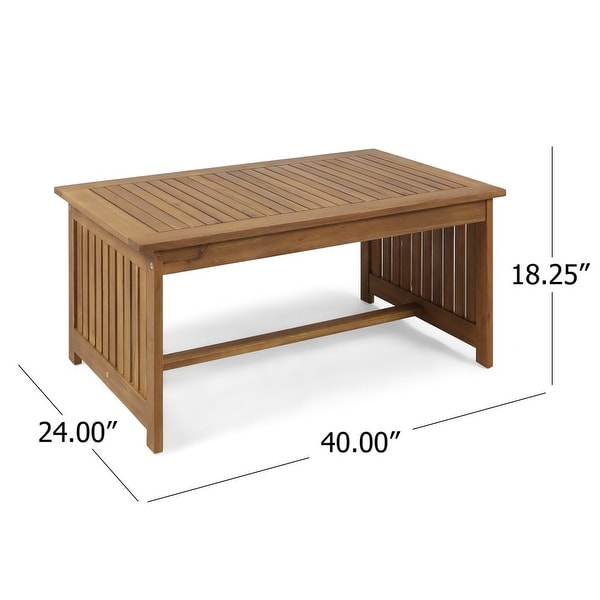 Brendon Outdoor Acacia Wood Coffee Table， Brown Patina