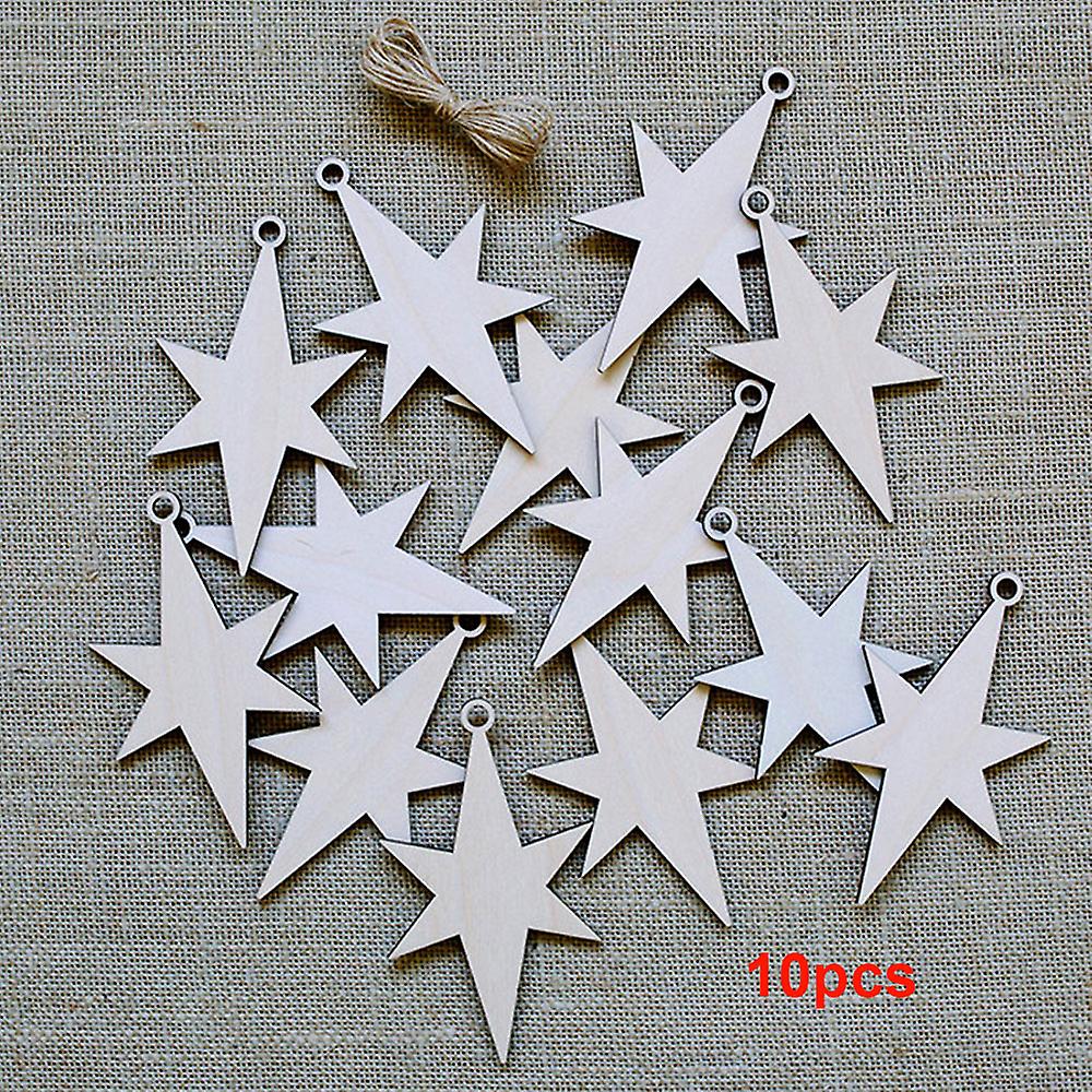 10pcs Christmas Tree Decorations Wooden Pendants Crafts Scene Layout Hanging Ornaments Party Wedding Holiday Adornment Blue