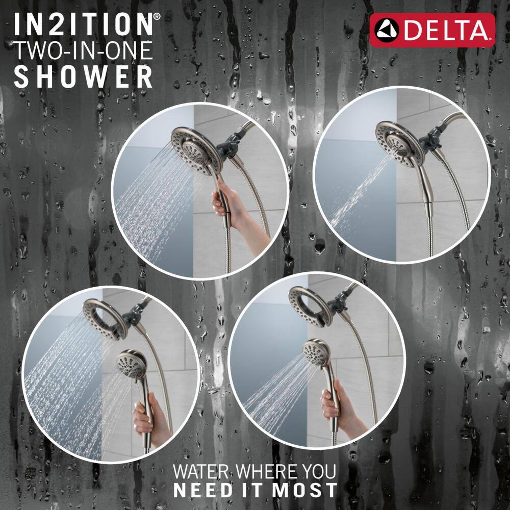 Delta In2ition 4-Spray Patterns 1.75 GPM 6.13 in. Wall Mount Dual Shower Heads in Spotshield Brushed Nickel 75486CSN