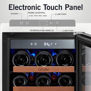 Ca'Lefort 15 in. Single Zone 33-Bottles Built-In Wine Cooler Refrigerator Fast Cooling Compressor Fridge Frost-Free Touch Panel CLF-WS15-HD