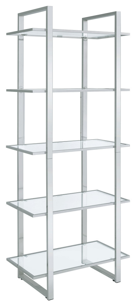 Hartford Glass Shelf Bookcase Chrome   Modern   Bookcases   by Modon  Houzz