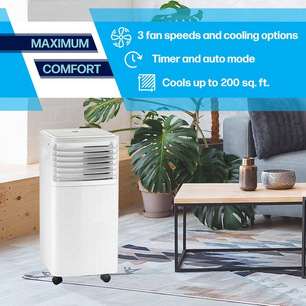 Arctic Wind 7500 BTU (5000 BTU DOE) Portable Air Conditioner with Wheels 200 sq. ft. LED Display Auto Restart 3-Speeds in White 2AP7500A