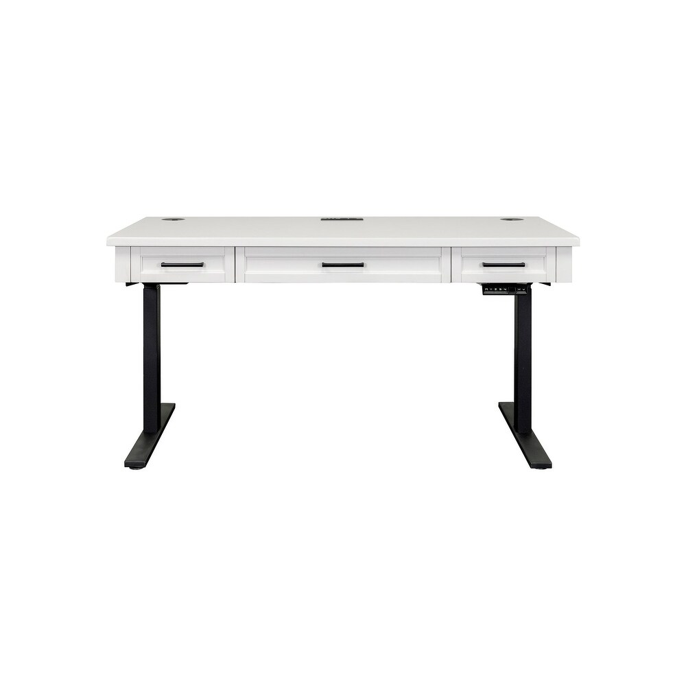 Modern Electric Sit/Stand Desk  Height Adustable Table  Wood Adjustable Office Desk  White