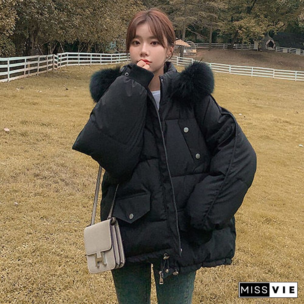 Winter Warm Elegant Thick Coats Women Loose Casual Parkas All Match Puffer Jacket Black Korean Fashion Student Outwear New