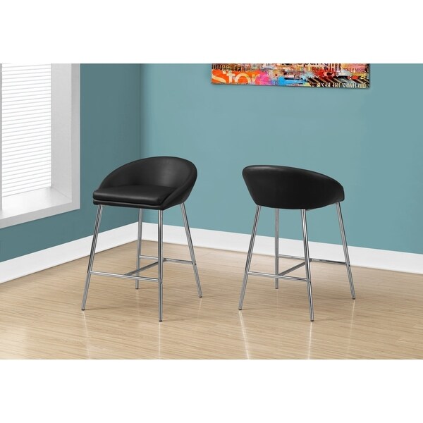 Barstool - 2Pcs / Chrome Base / Counter Height