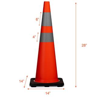 BOEN 28 in. Orange PVC Reflective Traffic Safety Cone TC-28R