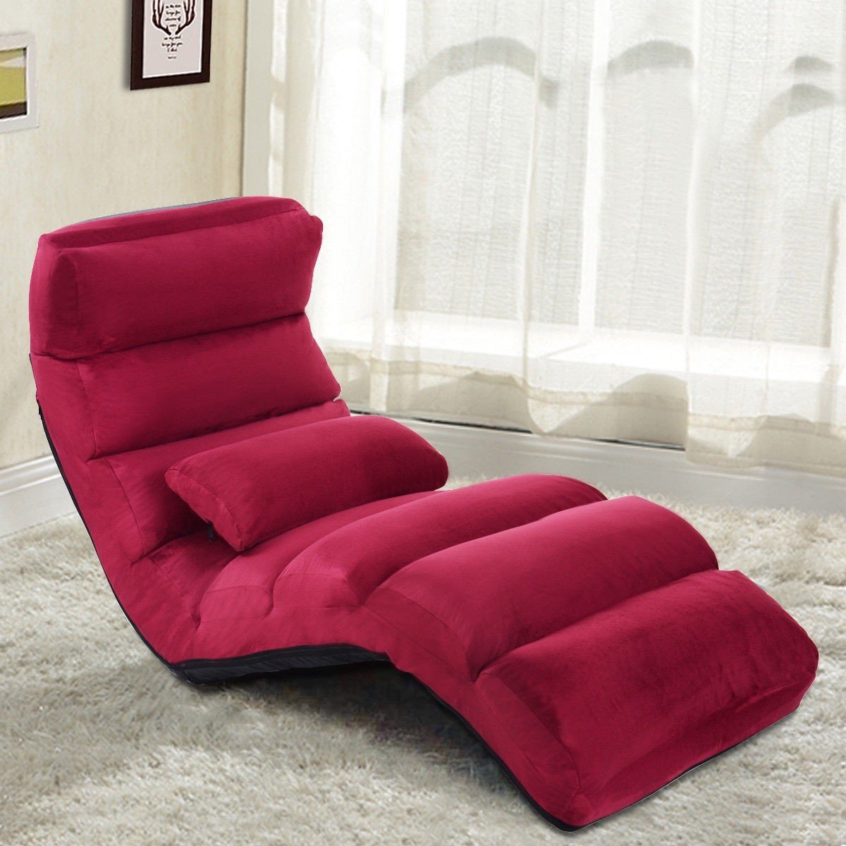 Folding Lazy Sofa Chair Stylish Sofa Couch Beds Lounge Chair W/Pillow