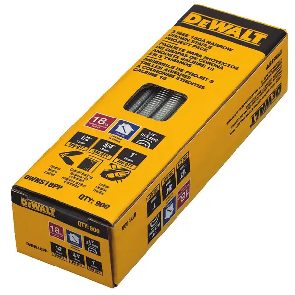 DEWALT DWNS18PP 18GA Narrow Crown Staple Project Pack