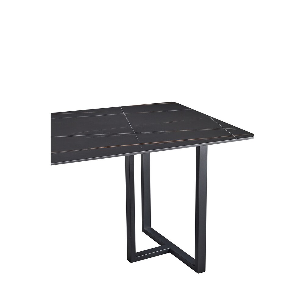 Carbon Steel Dining Table with Stone Surface