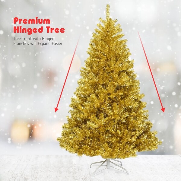 Costway 6ft Artificial Tinsel Christmas Tree Hinged w/1036 Tips