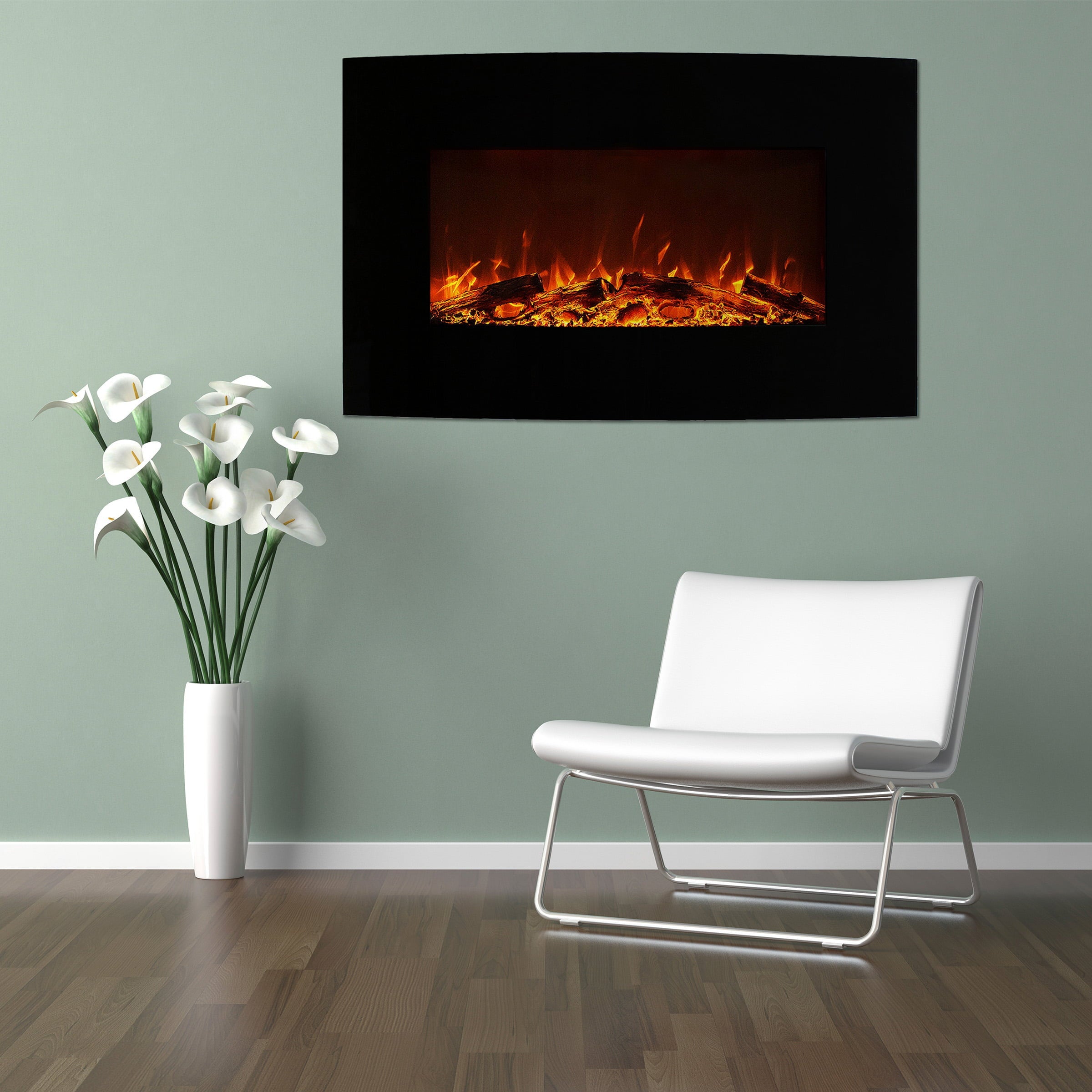 Northwest 36" Curved Color Changing Fireplace Wall Mount Floor Stand