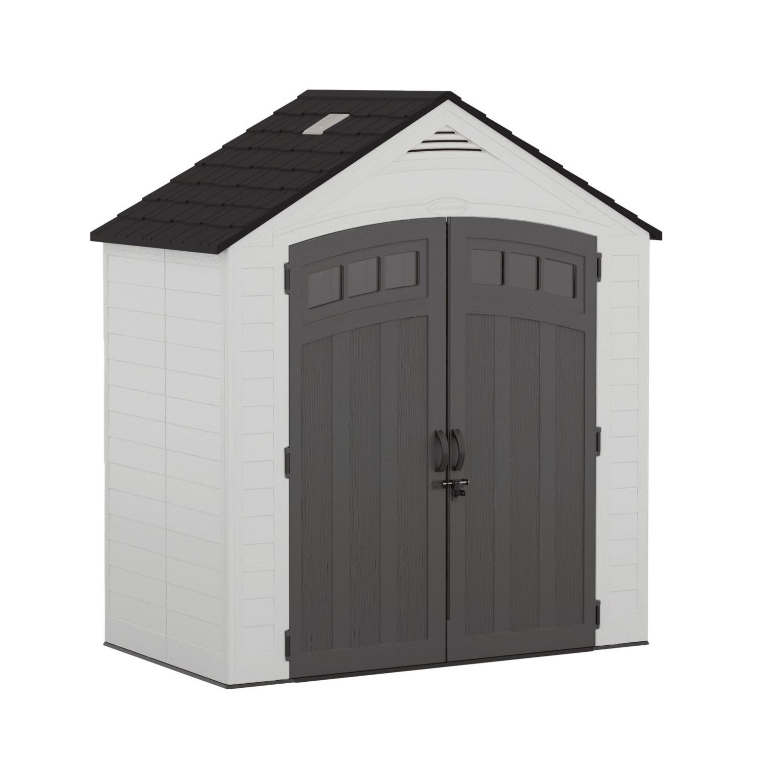 Suncast Vista 7 ft. x 4 ft. Resin Vertical Peak Storage Shed with Floor Kit