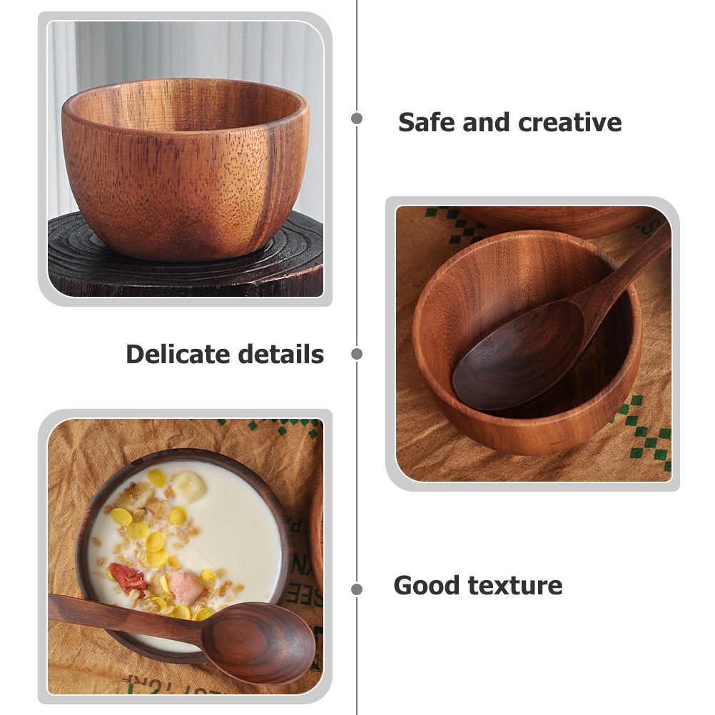 HOMEMAXS Household Wooden Bowl Salad Bowl Decorative Fruits Bowl Natural Wood Bowl Wooden Salad Bowl