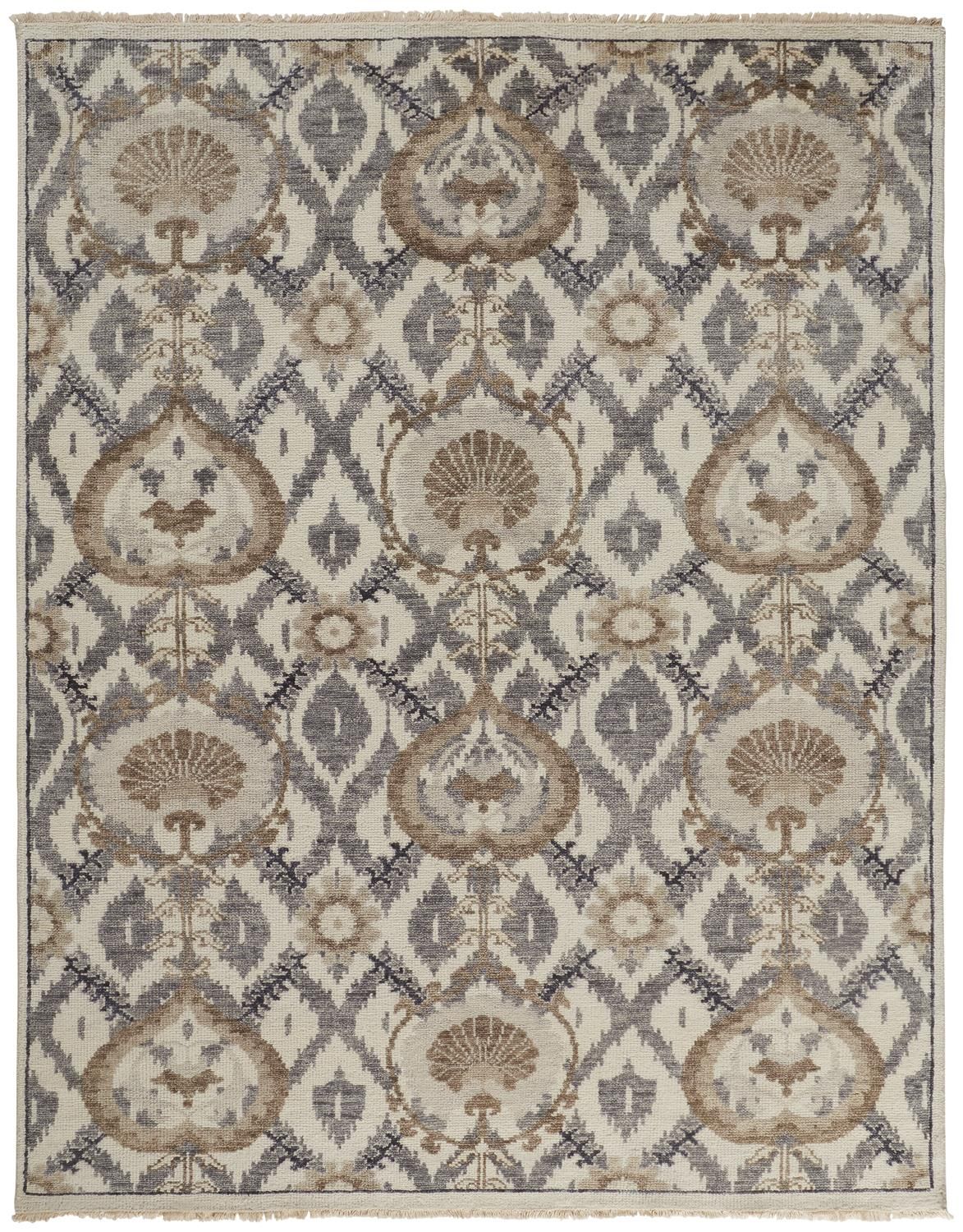 Bennet Hand Knotted Beige and Gray Rug by BD Fine