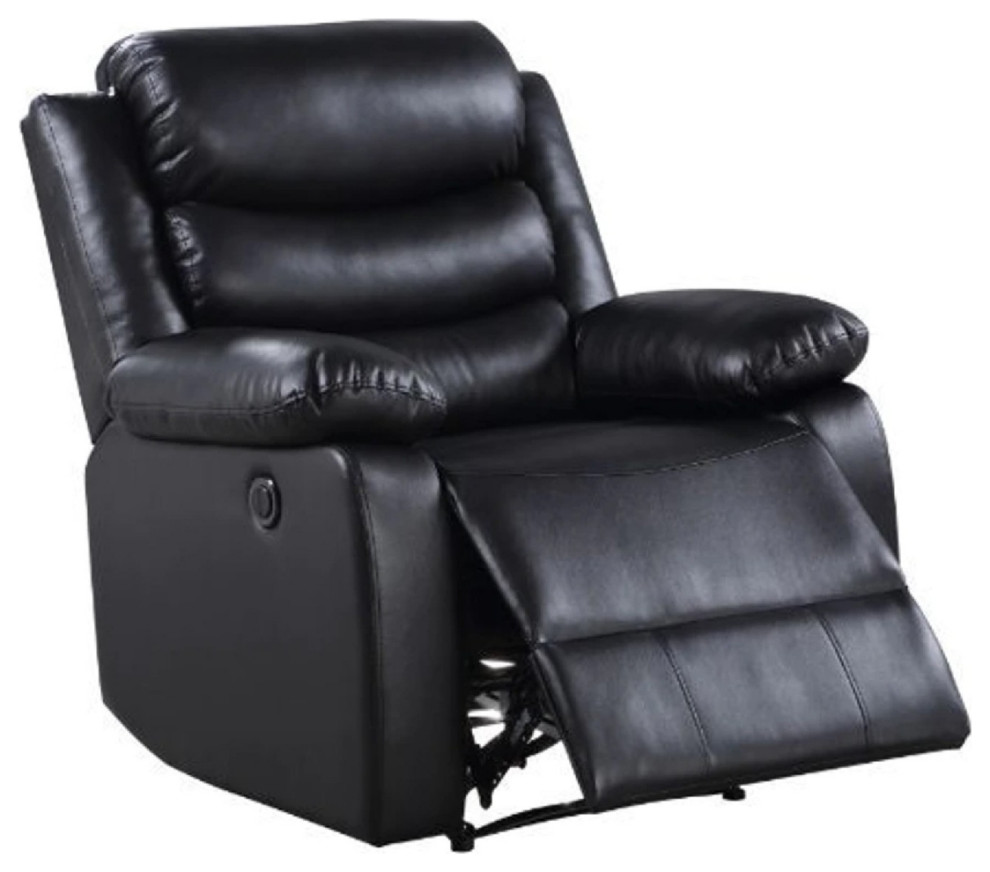 Power Recliner With Pocket Coil Seating And Pillow Top Arms Black  Saltoro   Contemporary   Recliner Chairs   by Uber Bazaar  Houzz