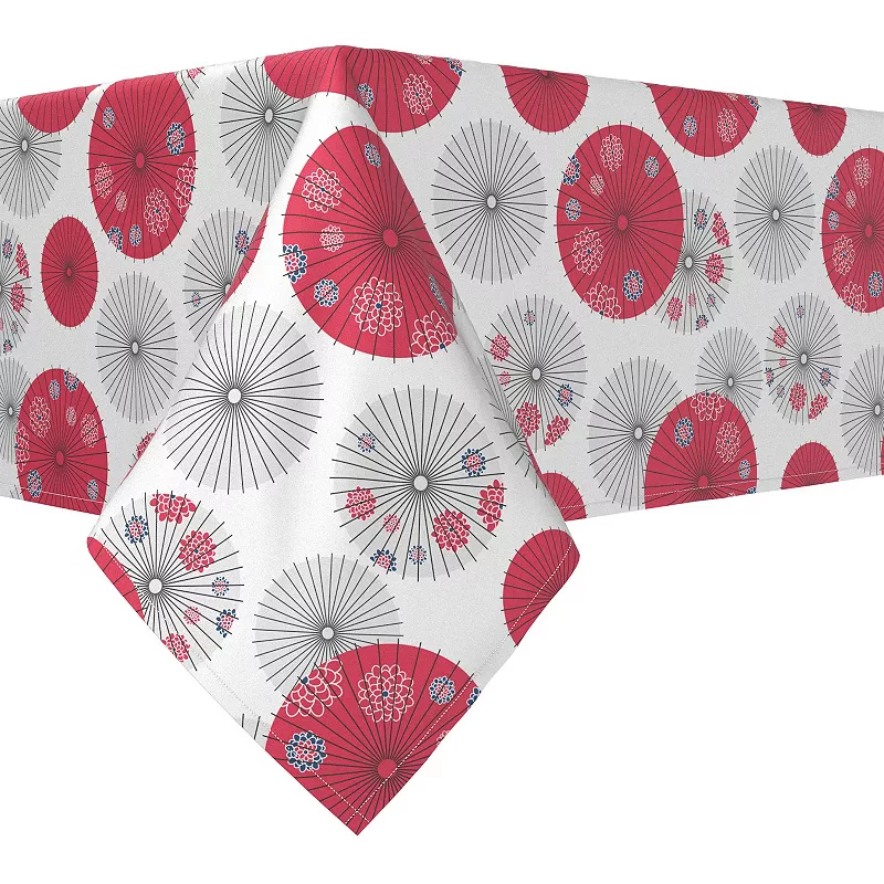 Square Tablecloth， 100% Polyester， 54x54， Red Japanese Umbrella Design