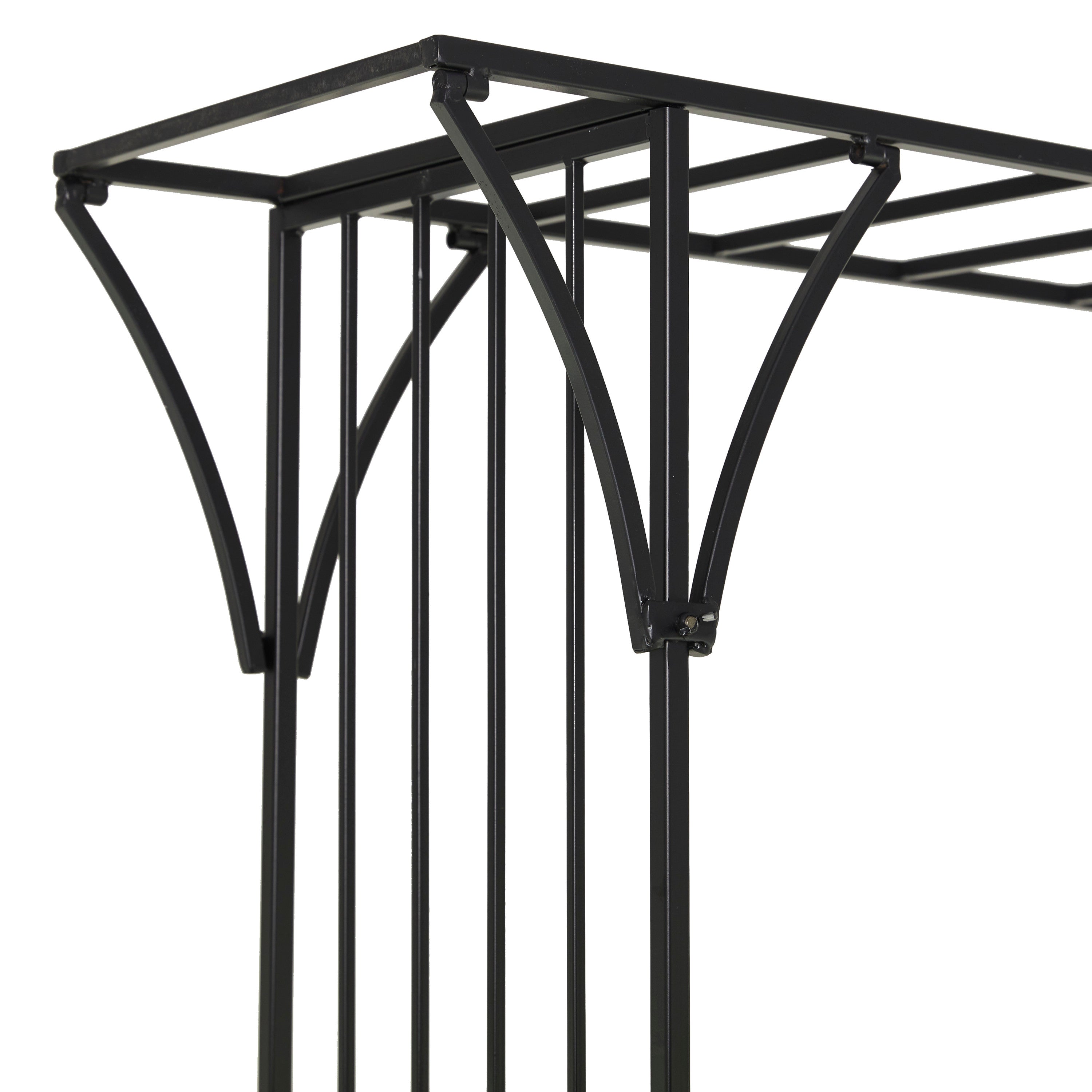 DecMode 87" Indoor Outdoor Black Metal Garden Arbor with Lattice Work Sides