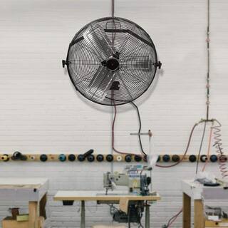 Aoibox 24 in. Black High-Velocity Industrial 3-Speed Ventilation Metal Wall Mount Fan for Warehouse Workshop Factory SNMX4663