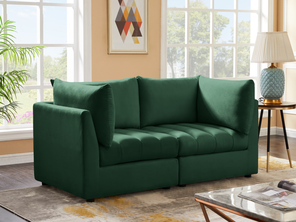 Jacob Velvet Upholstered Modular Sofa   Contemporary   Sofas   by Meridian Furniture  Houzz